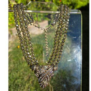 Heidi Daus Smoky Topaz Strand Swarovski Crystal Torsade Choker Necklace